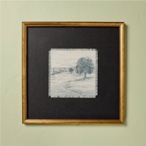 HEARTH & HAND NWT square Matte black landscape framed wall art -18”